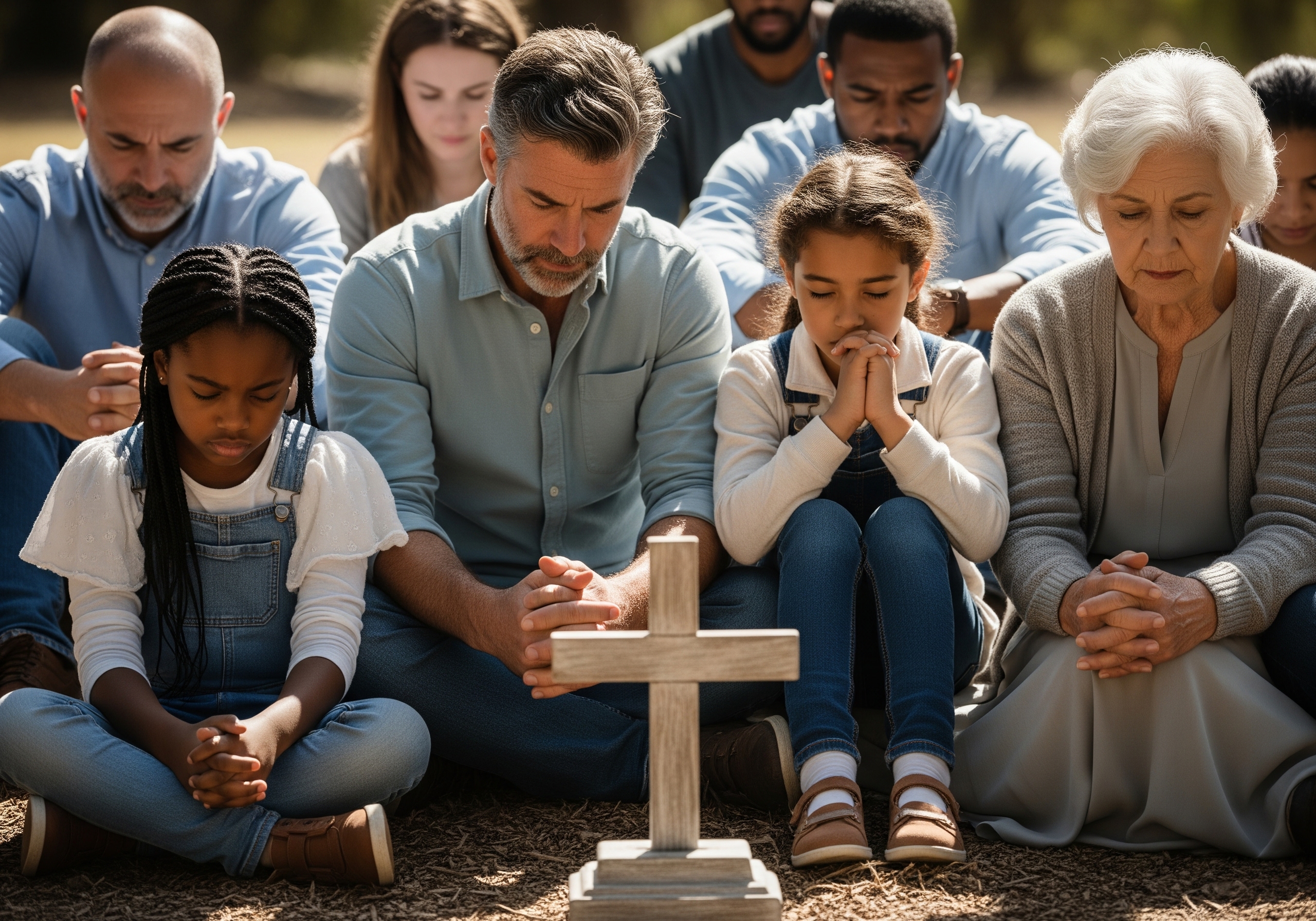 People worshiping during service